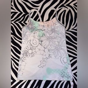 lululemon athletica Vintage Racerback Floral White/Mutlicolor Tank Top Size 8